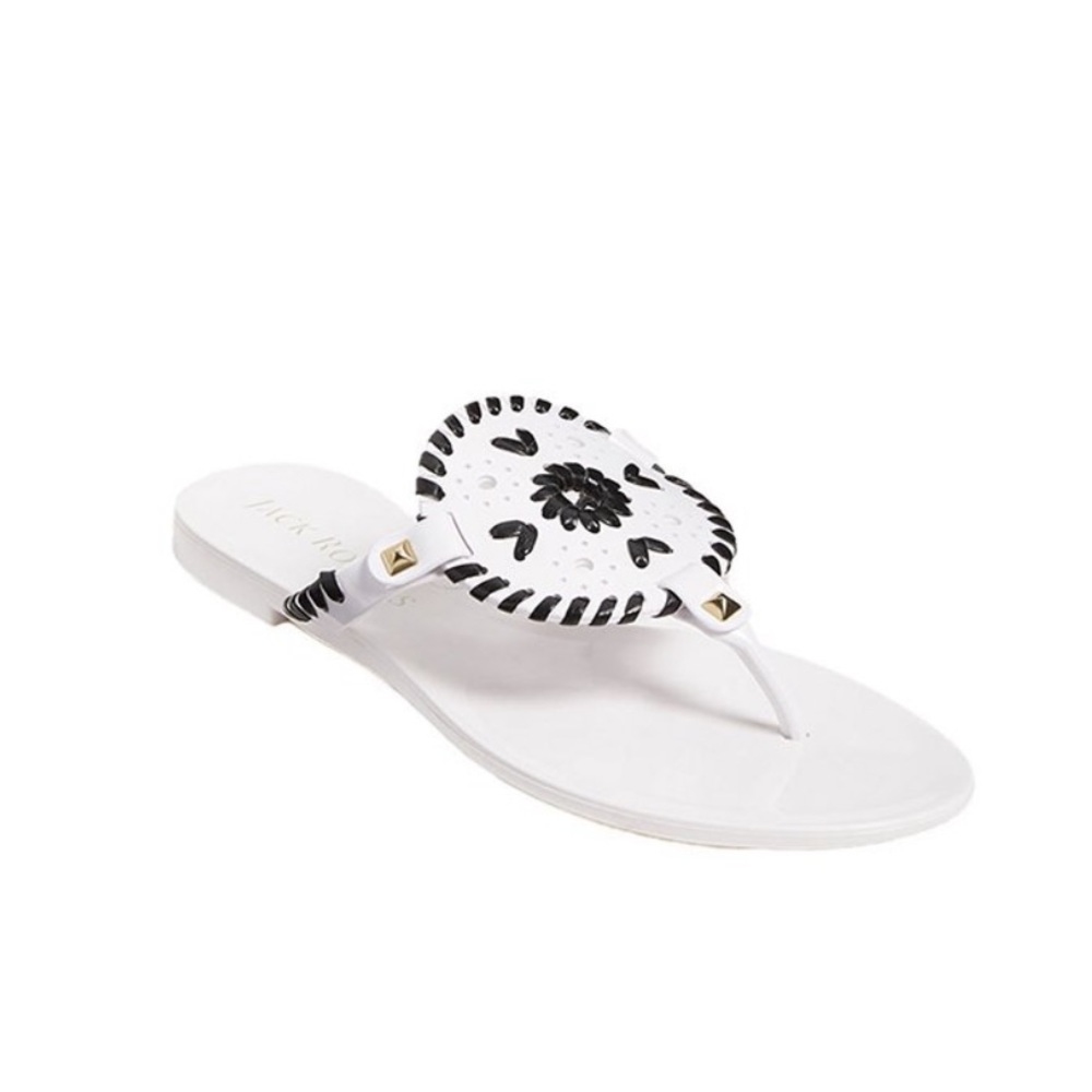Jack Rodgers White & Black Georgica Jelly Sandals Women’s Size 6 NEW